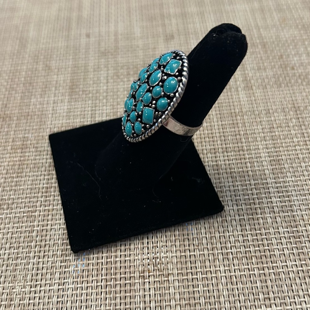 Source Unknown Teal Gemstone Ring - image 3